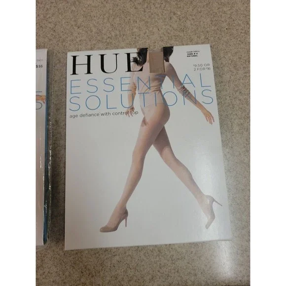 VTG Hue Essential Solutions Control Natural Pantyhose 5992N & 16286 SZ 4 NIP - Picture 2 of 11